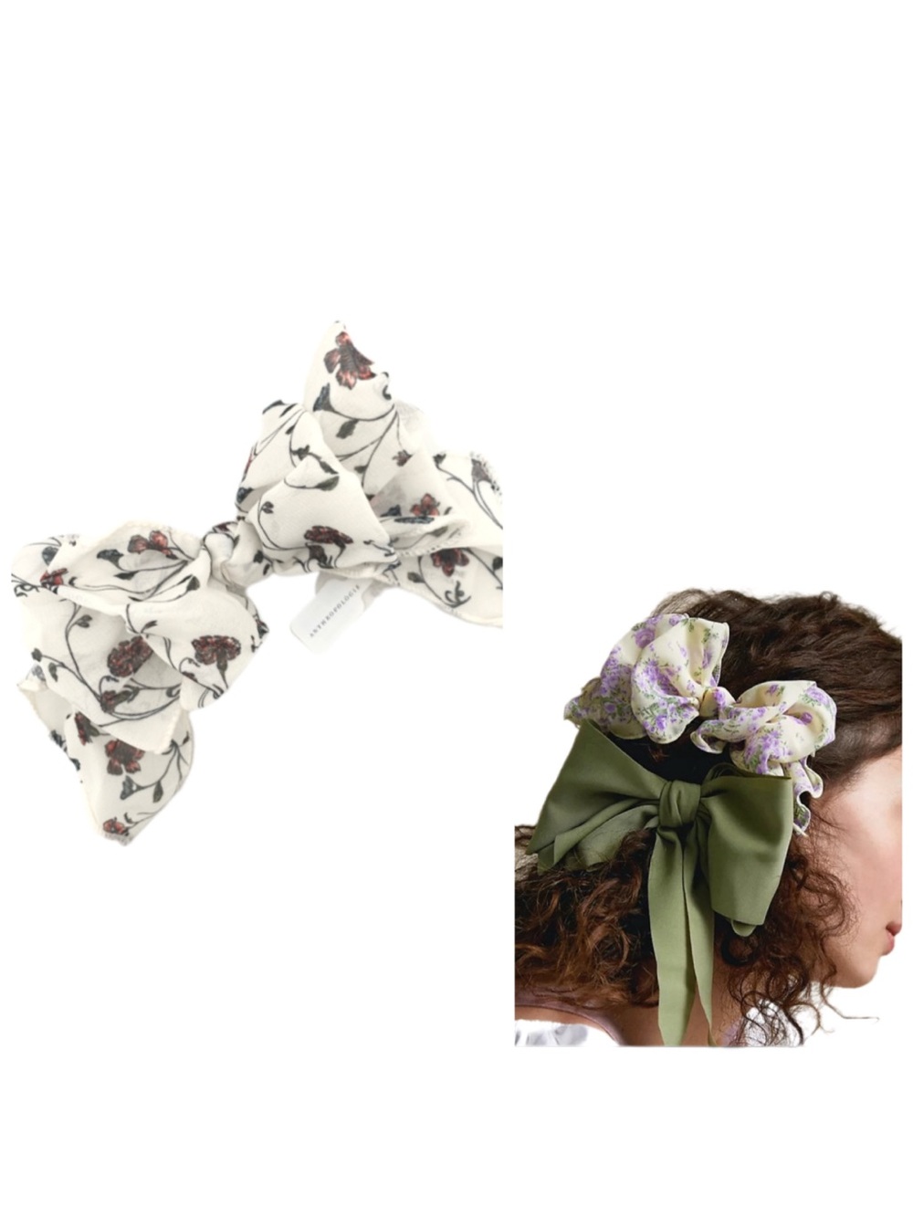 NEW Anthropologie Creme Floral Bow Barrette Pleated
